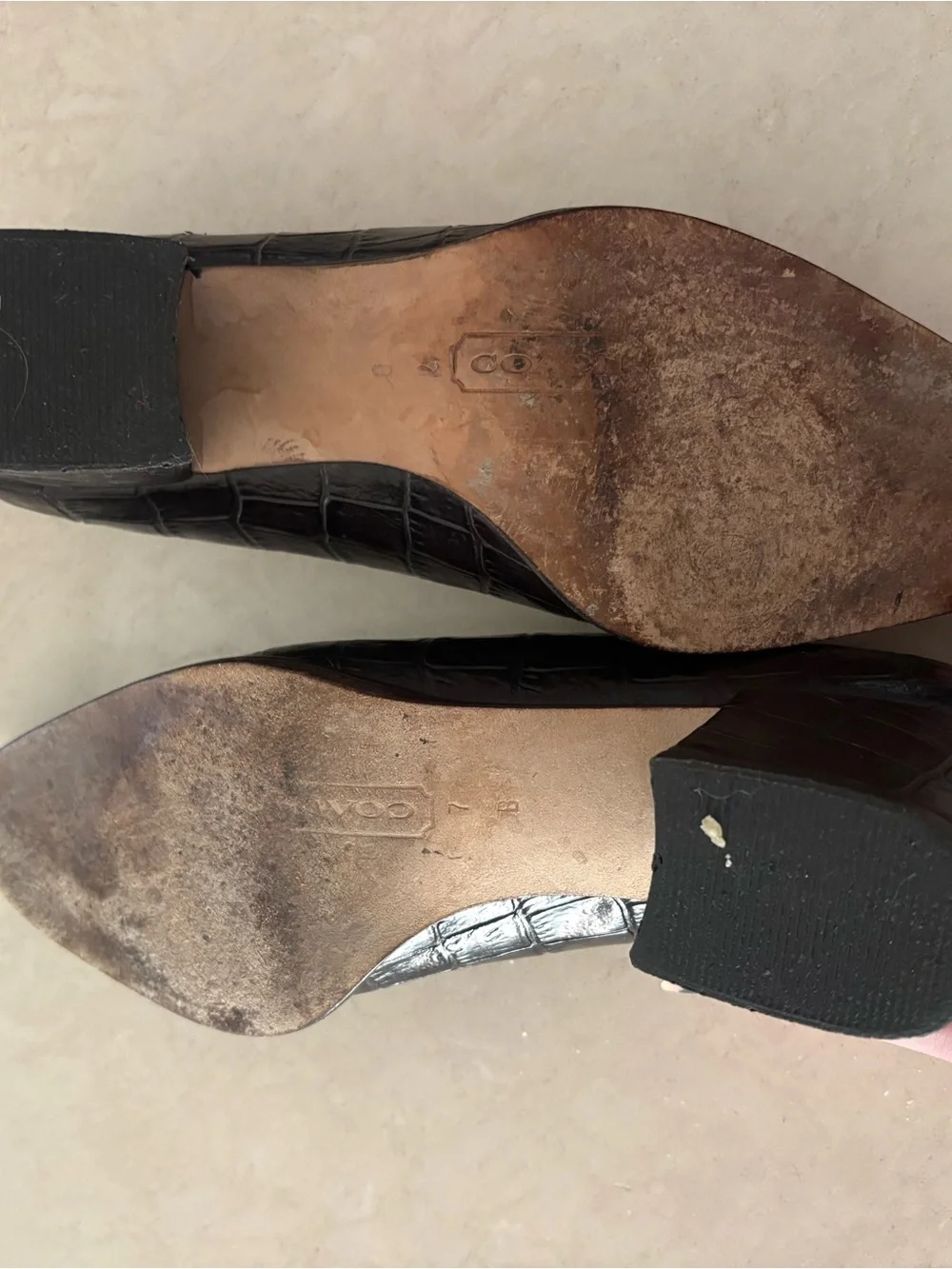 Coach Black Croc-Embossed Leather Heels